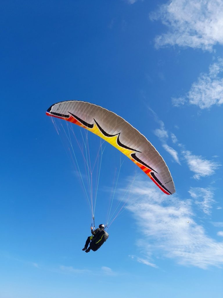 Paragliding freedom off the cliffs on the English South Coast. It was really relaxing watching the paragliders moving around on the air currents.